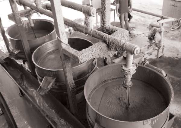 A set of vibrating sieves installed in factories adjacent to each other